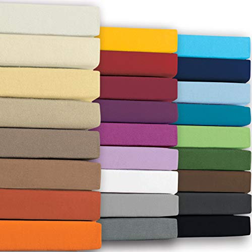 REDBEST Topper-Spannbettlaken Denver Elasthan-Jersey-Stretch beige Größe 90x190 cm - 100x200 cm - besonders weich und anschmiegsam, bügelfrei, mit Rundumgummi