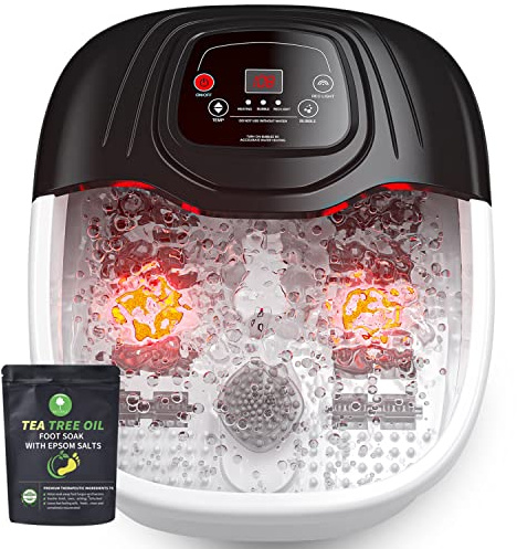 RIGHTMELL Foot Spa Bath Massager with Heat, Epsom Salt,Bubbles, Vibration and Red Light, Tub for Stress Relief,Foot Soaker, Christmas Gifts Birthday Gifts for Mom Dad Women Men Her Him