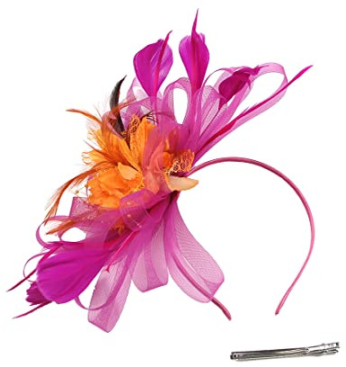 Ulalaza Chapeau de fascinateur pour Femme Pince à Cheveux Plume Mariage mariée Cocktail Chapeau Derby église Banquet pour Les Filles