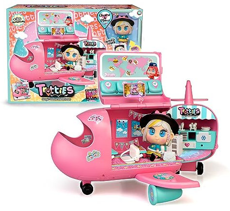 Trotties - Chiara-Flugzeug, rosa Spielzeugflugzeug und Mini-Puppe, 20 Zubehörteile, Aufkleber und Verschiedene Räume und Spielmodi, ab 3 Jahren, berühmt (TFT12000)