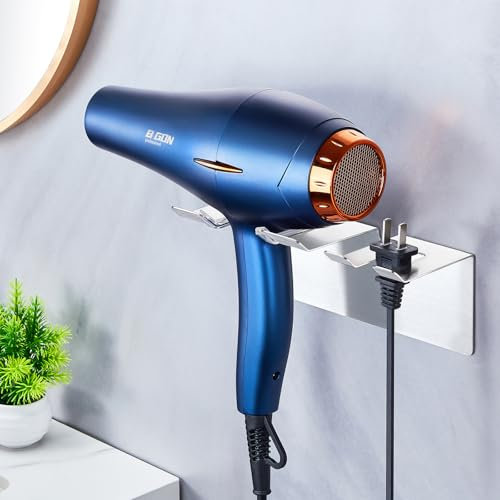 XILIMEN Föhn Halterung, Föhnhalter Wand Ohne Bohren, Fönhalterung Edelstahl, Haartrocknerhalter Wandmontage, Halterung für Haartrockner, Selbstklebend Fönhalterung Glätteisenhalter für Bad Barbershop