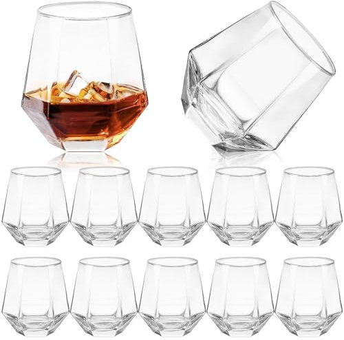 MSYU Drinking Tumblers Set of 12 | 390ml | Stemless Wine Glasses Gift Pack | Cocktails, Drinks, Juices