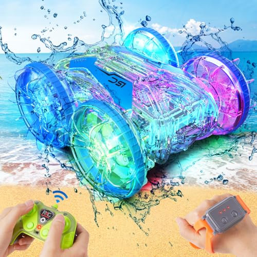 VATOS Amphibienfahrzeug Ferngesteuertes Auto für Kinder ab 4 5 6 7 8 9 Jahre - Ferngesteuert RC Auto mit LED Licht Outdoor Spiele Pool Strand Spielzeug Junge 5-12 Jahre Geschenke Wasser Spielzeug