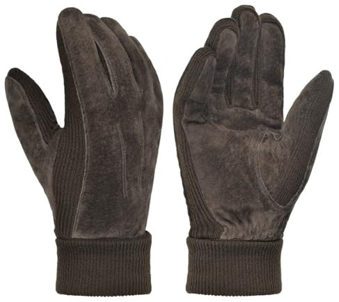 Harssidanzar Herren Winterhandschuhe warm Wolle Fleece gefüttert Wildleder Handschuhe SM045EU,Braun,Größe S