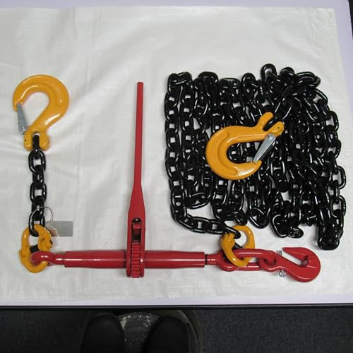 Lever Ratchet Chain Loadbinder Kit 10MM (Tie Down Lashing Safety Grab Sling Hook 5M, 8M or 12M) (12M Chain Length)