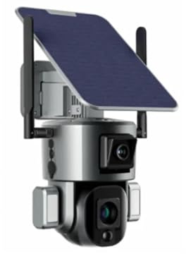 Telecamera di Sorveglianza, Telecamera solare a doppio obiettivo 4K 8MP Zoom 10X/4X 4G SIM/WIFI Telecamera esterna di sicurezza Telecamera for visione notturna a colori con tracciamento umanoide ,Tele