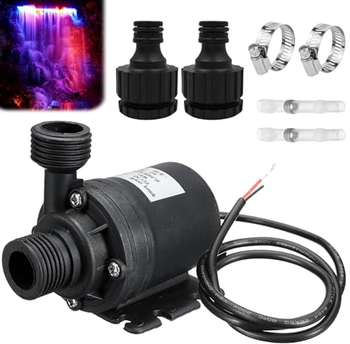 Pompa per acqua Leikurvo, DC 12 V, 800 l/h, 5 m, senza spazzole, mini pompa sommersa in ceramica, per fontane, acquari, stagni, fontane idroponiche, moderna e compatta, nera