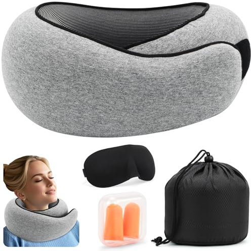 Nackenhörnchen Erwachsene, Nackenkissen Flugzeug, Nackenkissen Reise, Neck Travel Pillow, Reisekissen Flugzeug, Kissen Flugzeug, Reise Nackenkissen Mit Ohrstöpseln, Augenmaske Und Aufbewahrungstasche