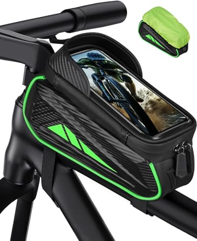 Vitalismo Bolsa para marco de bicicleta, resistente al agua, para smartphones de hasta 7 pulgadas, soporte para teléfono móvil, funda para tubo superior con TPU sensible pantalla táctil para