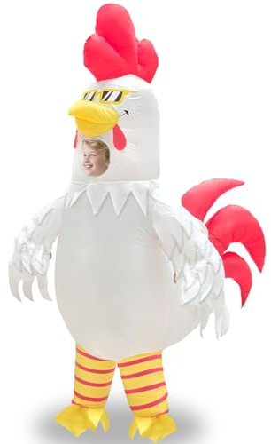 Camlinbo Halloween White Rooster Inflatable Costume for Kids Cosplay Party