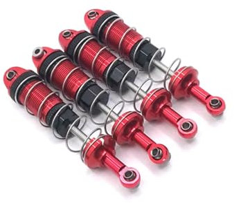 For HuangBo For Toys ZP1001 ZP1002 ZP1003 ZP1004 1/10 Metal Modification External For Spring Shock Absorber RC Car Upgrade Parts RC Car DIY Parts(Red)