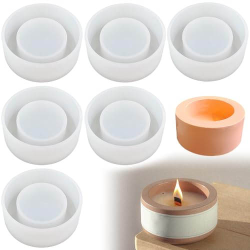 6 portavelas redondas, molde de silicona para hormigón, soporte para velas, molde de silicona con agujeros individuales, portavelas de cemento, portavelas, molde de silicona para fundición de silicona
