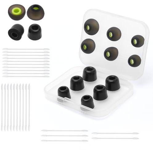 12 Stück Ersatz Ohrstöpsel in Ear mit Wattestäbchen, ErsatzOhrstöpsel aus Memory-Schaum und Silikon, Ohrhörer Ersatzspitzen Passend für 5-6mm In-Ear-Kopfhörer, Ohrstöpsel mit Aufbewahrungsbox, S/M/L