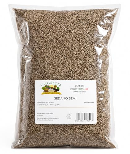 L'AGRESTE : SEMI DI SEDANO INTERI 1 KG – SPEZIA NATURALE ALIMENTARE – PRODOTTO ITALIANO – SENZA OGM E SENZA CONSERVANTI – IDEALI PER CUCINA, INFUSI E PREPARAZIONI GOURMET