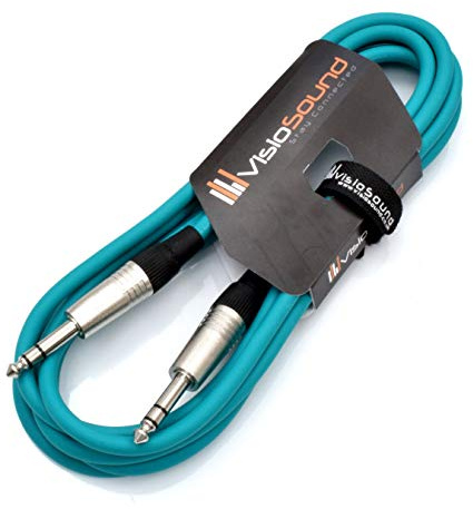 VisioSound 6.35mm 1/4 Stereo TRS Jack to TRS Jack Lead/Balanced Signal Audio Patch Cable (3m, Green)