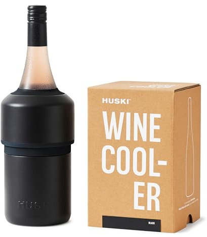 Enfriador de vino Huski | Diseño premiado sin hielo | Mantiene el vino frío hasta 6 horas | Apto para algunas botellas de champán | para amantes del vino (negro)