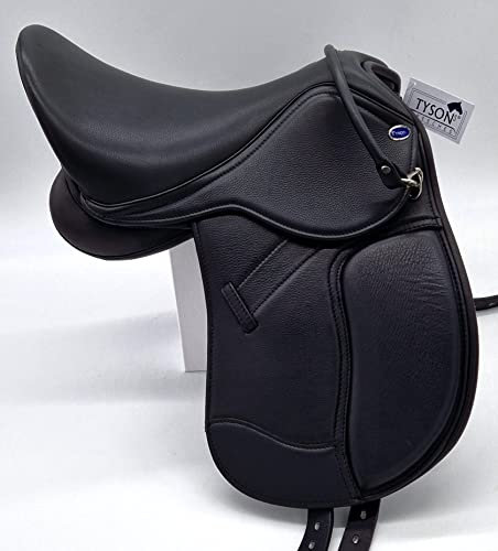 Pony Shetty Ledersattel Monoblatt weich 14 o 15 Zoll Schwarz Leder + 5 Kopfeisen = verstellbar u veränderbar. Tysons Ponysattel (15 Zoll)