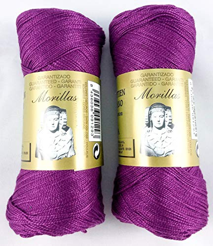 PACK 2 ZEPELINES 100% egyptisk merceriserad pärlbomull för DIY och handstickning virkade eller stickade arbeten med elegant finish. (2 x 70 gr) (12, VIOLET 15)