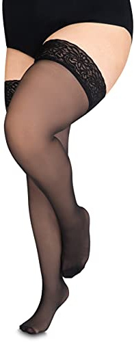 Annes styling Sila 40 Denier dam spets lår hög ogenomskinlig upphållande nylonstrumpor med osynlig silikon