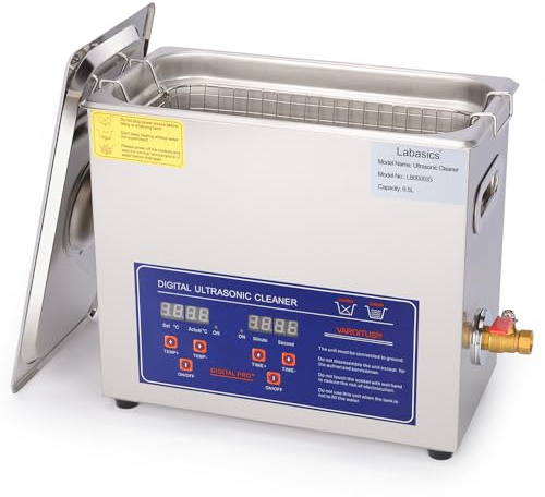 Labasics Ultrasonic Cleaner, Professional All-purpose Stainless Steel Ultrasonic Cleaner with Digital Display Timer and Heat Control for Laboratory 220V, 6.5L