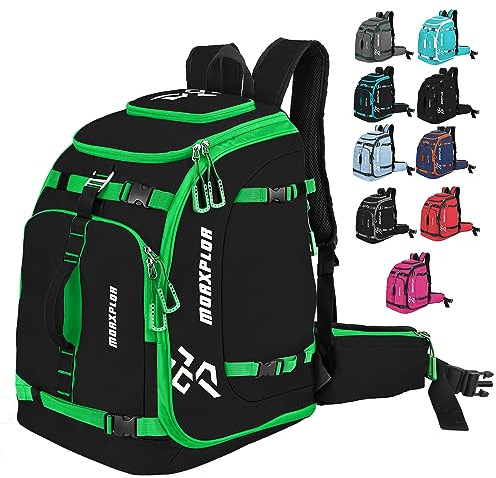 MORXPLOR 60L Padded Ski Boot Backpack Large Capacity Waterproof Travel Bag for Helmet, Glasses, Gloves, Skis, Snowboard Gear