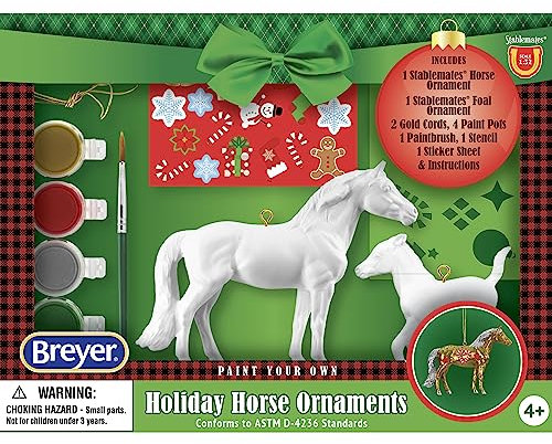 Breyer Horses 2023 Holiday Collection | Paint Your Own Ornament | 2 Horses | 4 Paint Pots | Model #700731