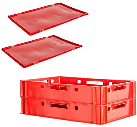 Kingpower Scatola carne E1 con coperchio scatola macelleria rossa scatola carne scatola scatola carne scatola Eurobox cassetta per alimenti 60 x 40 selezione, numero:2