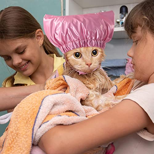 ITODA Bonnets de Douche pour Chat et Chien Imperméable Bonnet de Bain pour Animaux de Compagnie Elastique Couvre-Oreilles Chapeau de Douche Réutilisable Accessoire de Bain pour Chat et Chien-M