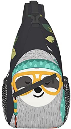 MORYEN Tropisk sengångare blommigt tryckt slunga väskor män kvinnor slunga ryggsäck axel crossbody bröst resa vandring dagväska, Svart, One Size, Ryggsäckar för dagsutflykt