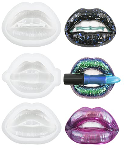 Voyyphixa 3-Piece Mouth Silicone Molds for Resin Casting, DIY Home Decoration, Halloween Ornaments