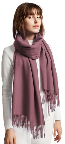 MaaMgic Echarpe Femme Hiver Cachemire Grosse Echarpe Poncho Chaude Foulard Grande ChâLe Scarf Idee Cadeau Femme Coton Multicolore avec Franges 200 × 70 cm Marron foncé