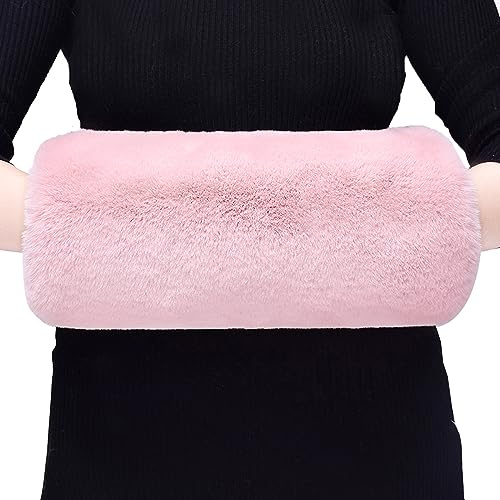 Manguitos termicos, bufanda rosa manos calientes bufanda manos calientes invierno revestimiento piel suave bufanda engrosada bufanda suave regalo muñeca para niña madre abuela (35*20cm/13,7''*7,8'')