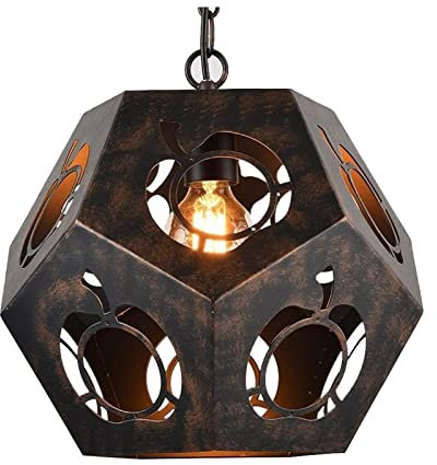 KAAUSE Iron Iron Rhombo Rhombus Polyedron Affermazilight Vintage Vintage Industrial Lampadario Antico a Vapore in Metallo Lampada a Sospensicreativa Mezzanina a Soffitto Cavo Barra Bar Cisola Lampadar