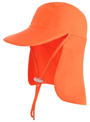 Kids Beach Sun Hat with Neck Flap UPF 50+ Summer Swim Cap with Adjustable Chin Legionnaires Hat Sun Protection Beach Hat Soft Neck Protection Sun Visor Baseball Cap for Travel Holiday Seaside