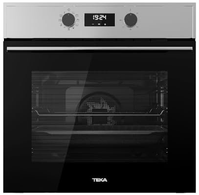TEKA Horno Multifunción 60 cm, Limpieza HydroClean PRO, 8 Funciones de Cocinado, 1 Guía Plus-Extension, 1 Bandeja y 1 Rejilla, Negro con Marco Inox, Modelo HSB 635 S