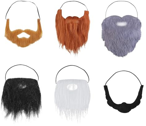 6 stycken falska skägg mustascher falskt skägg helbaet halloween skägg kostym ansikte skägg roliga tillbehör skägg kostym julfest vuxen