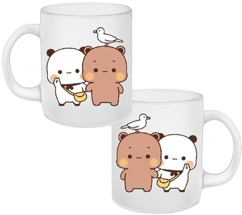 2 Pezzi di Tazza da Caffè BubuDudu, Tazza in Ceramica da 300ml, Orsetto Carino, Panda, BubuDudu, Coppia Divertente Tazza Stampata, Tazza da Tè Bianca in Ceramica, Regalo dud-u per Coppie, Amico