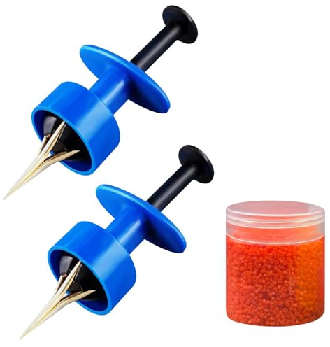 Pinza para Pellets de ABS, 2 clips Bloodworm, herramienta de banda de pellets con 20000 anillos de goma de 2 mm para fijación de cebos de pesca al aire libre