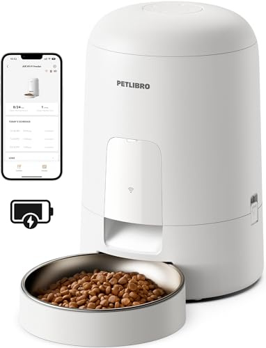 PETLIBRO Mangiatoia automatica per gatti con app, senza fili 2,4 G, distributore di cibo intelligente abilitato WiFi, batteria ricaricabile con durata della batteria di 30 giorni, con ciotola in