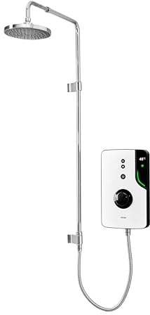 Triton Showers ENlight® | UNIQ® | Thermostatic Electric Shower | 9.5 kW | Smart | Digital | with Chrome Showerhead & Anti Twist Hose | White | Overhead Shower