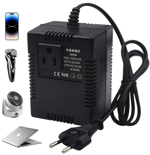 CLIUNT Trasformatore di tensione da 220 V a 110 V, adattatore di alimentazione da 300 W, convertitore di corrente da viaggio, convertitore di tensione con spina utilizzata per purificatori d'aria