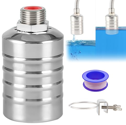 GOEDCH 1/2,3/4 Válvula Flotante para Tanque de Agua: Válvula de Control de Nivel de Agua Automático 304 Ajustable, Válvula de Flotador de Llenado Automático para Piscinas y Estanques de Peces