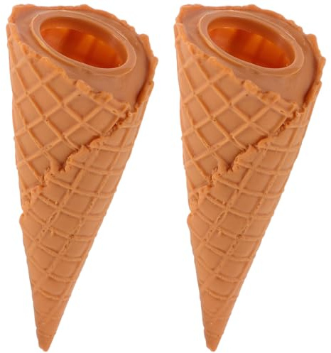 Toyvian Lot de 2 cornets de glace en plastique réaliste Modèle artificiel d'une simulation artificielle de dessert Sac à gaufres Accessoires pour décoration de table Présentoir de fête