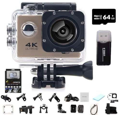 Roamix Vision 4k actionkamera, 2026 uppgraderad 170° ultrabidvinkel WiFi-videokamera, vattentäta sportvideokameror för fotografering och dykentusiaster (guld, 64G)