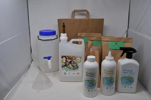 Lessive-Eco-Style–Kit fabrication Lessive &Poduits ménagé Maison-lessive+Crème à récurer+Produit vaisselle+Produit lave vitre-Cendre de bois–Écologique–Ludique–Économique-Biodégradable (Lavande)