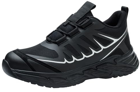 Generiska utomhusskor herr vinter, vandringsskor herr lätta arbetssäkerhetsskor vattentäta fritidsskor minnesskum sneakers dämpning träningsskor halkfria vandringsskor, svart, 42 EU