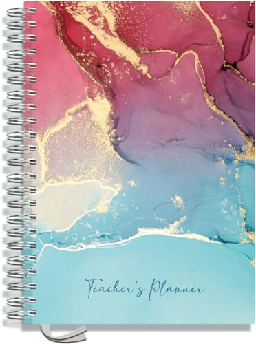 Teacher Planner 2026-2027 A4 size by Pirongs | 6 Lesson Planner for Teachers | Page a day | Undated - Rose Tide