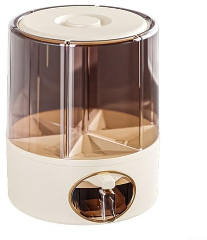 Dispensador de grano seco con seis secciones giratorias para un manejo eficiente de cereales de arroz y grapas de despensa (crema-mediano)