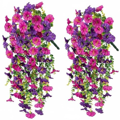 TAIZhiChen Fiori Artificiali da Appendere Aspetto Realistico, Fiori Finti Pendenti Nessuna Manutenzione, Fiori Finti per Decorazioni per Giardino, Balcone, Matrimoni, Viola e Rosa