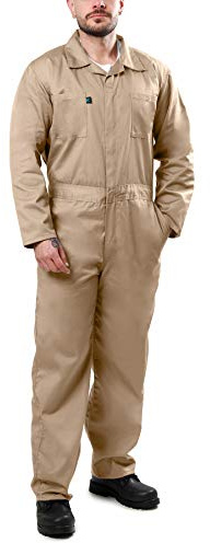 Kolossus Coveralls for Mens Long Sleeve Cotton Blend Work Jumpsuit APPAREL Khaki, Large